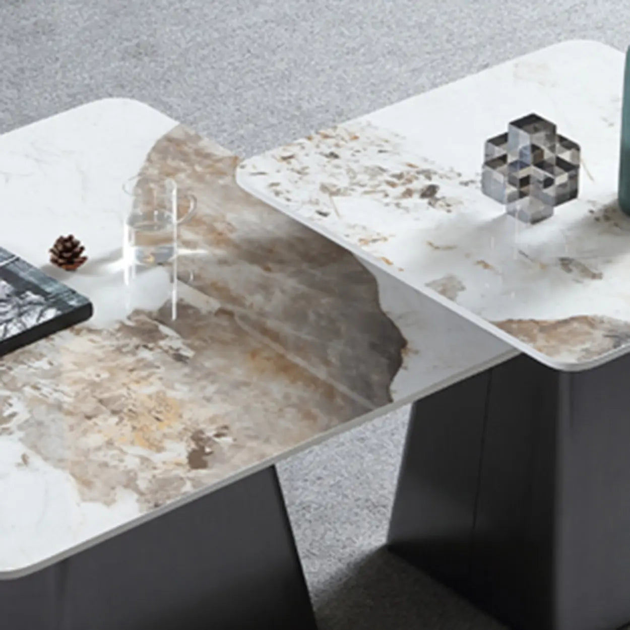 Gray Scratch-Resistant Stone Square Bunching Tables