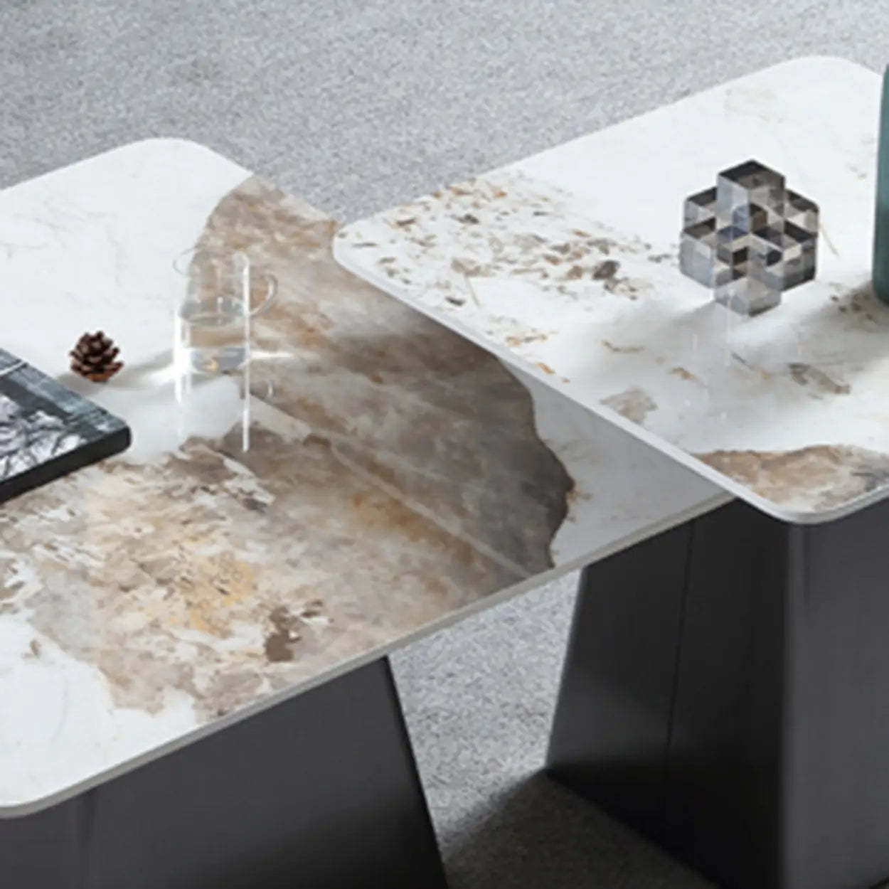 Gray Scratch-Resistant Stone Square Bunching Tables