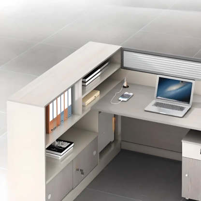 Gray Wood Cabinet Side-Storage Writing Desk