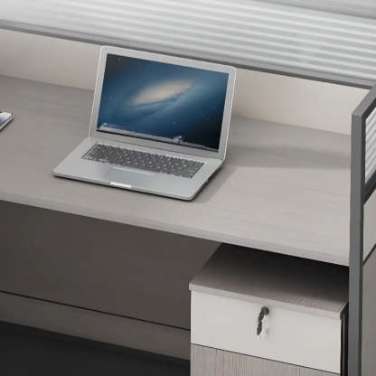 Gray Wood Cabinet Side-Storage Writing Desk