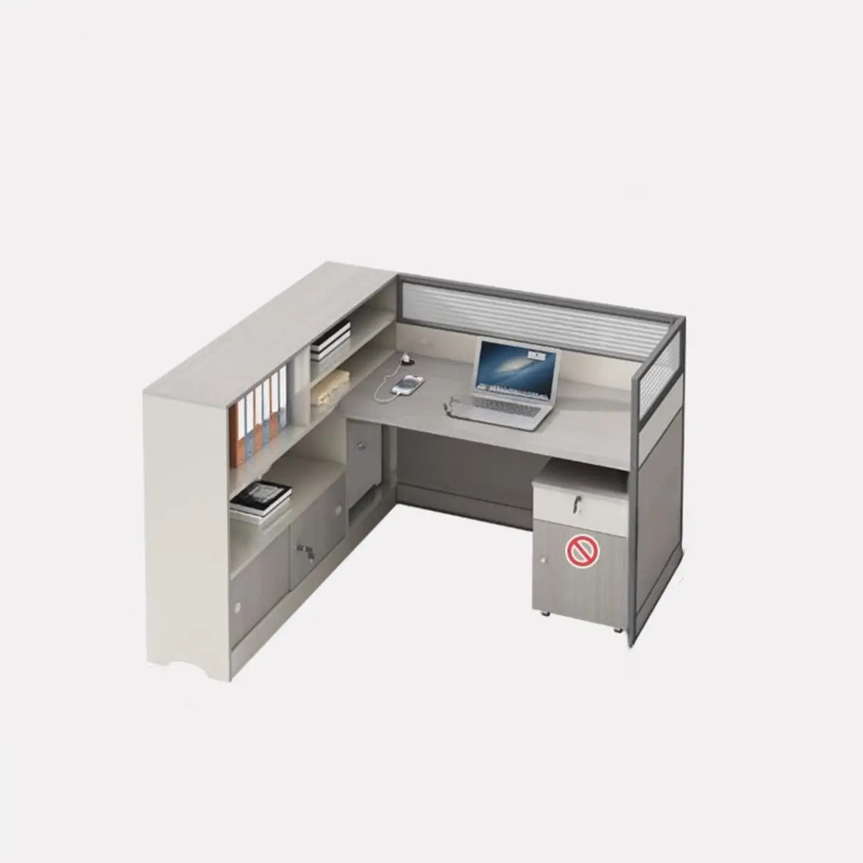 Gray Wood Cabinet Side-Storage Writing Desk — Table Only