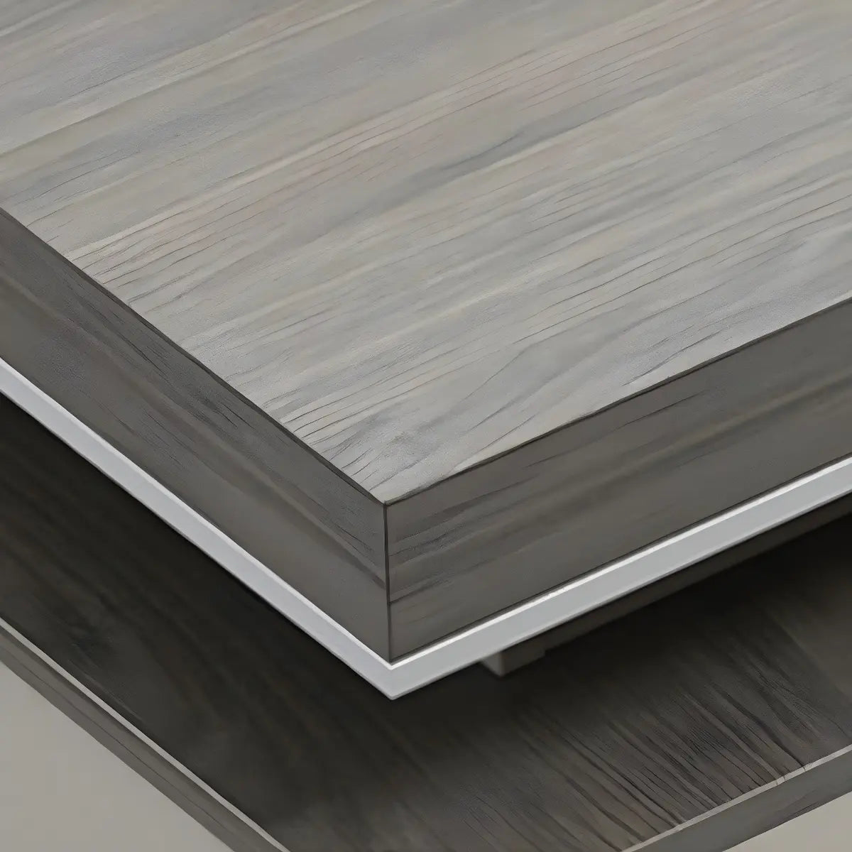 Gray Wood L-Shape Executive Desk — Right Hand Return / Without Chairs
