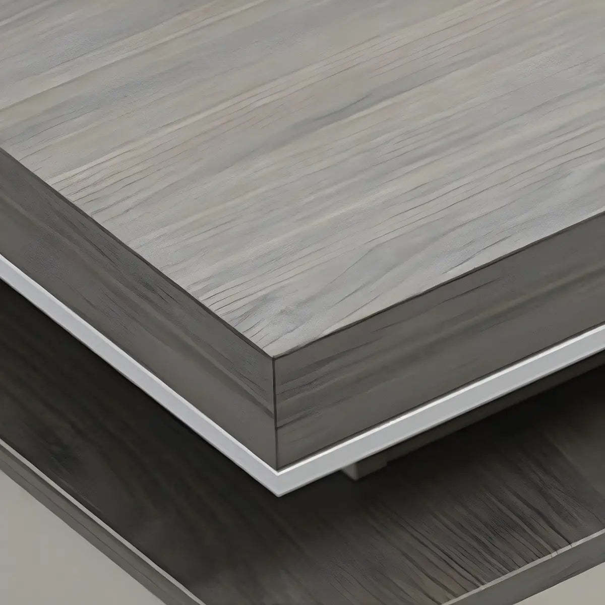 Gray Wood L-Shape Executive Desk — Right Hand Return / Without Chairs