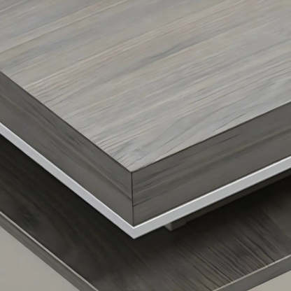 Gray Wood L-Shape Executive Desk — Right Hand Return / Without Chairs