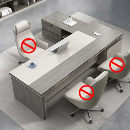 Gray Wood L-Shape Executive Desk — Left Hand Return / Without Chairs