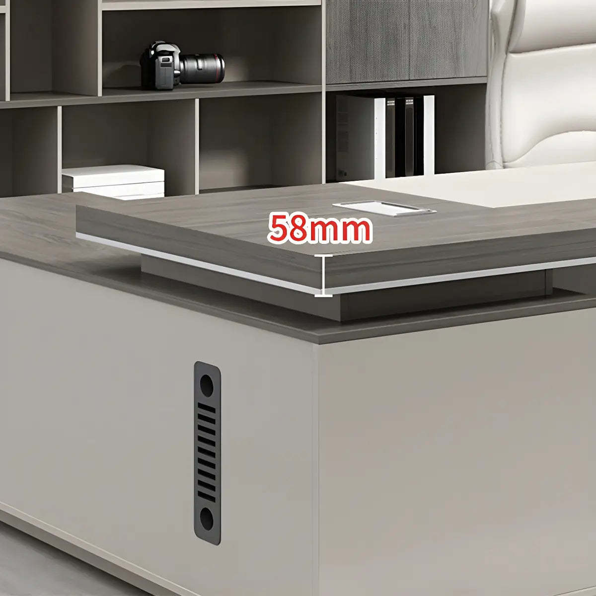 Gray Wood L-Shape Executive Desk — Right Hand Return / Without Chairs