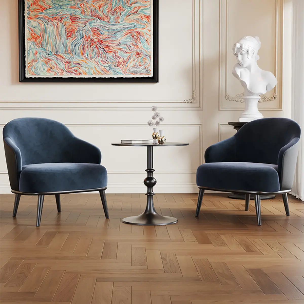 Green Flannel Accent Chair with Arms