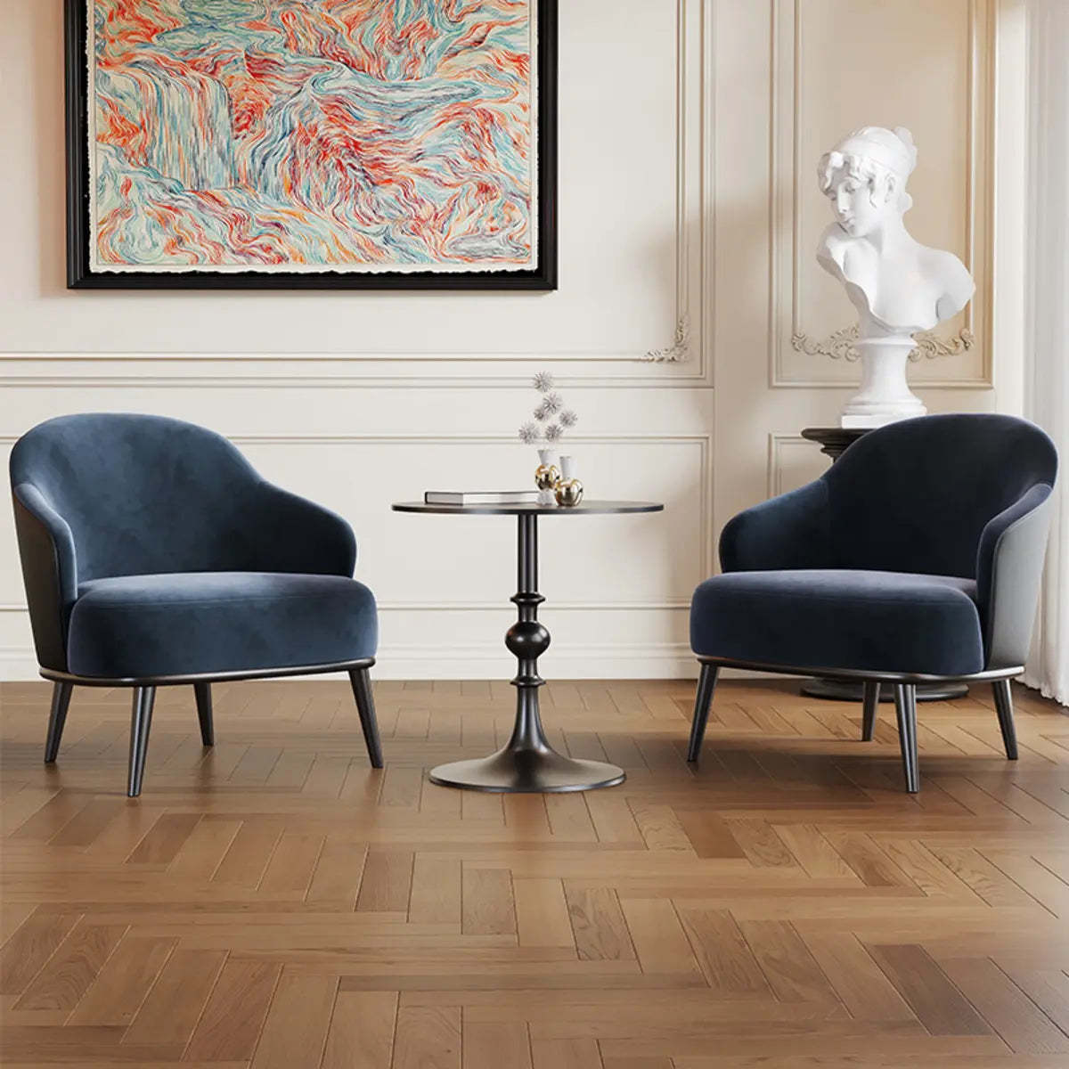 Green Flannel Accent Chair with Arms