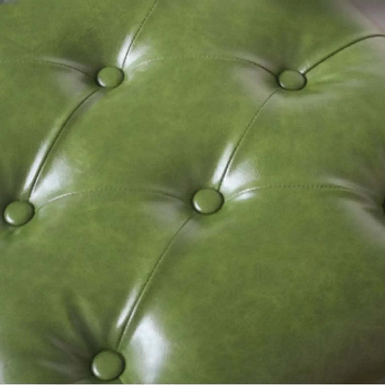 Green Leather Tufted Bench with Wooden Legs
