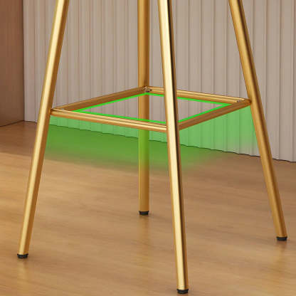 Green Metal Upholstered Low-Back Bar Stool with Footrest