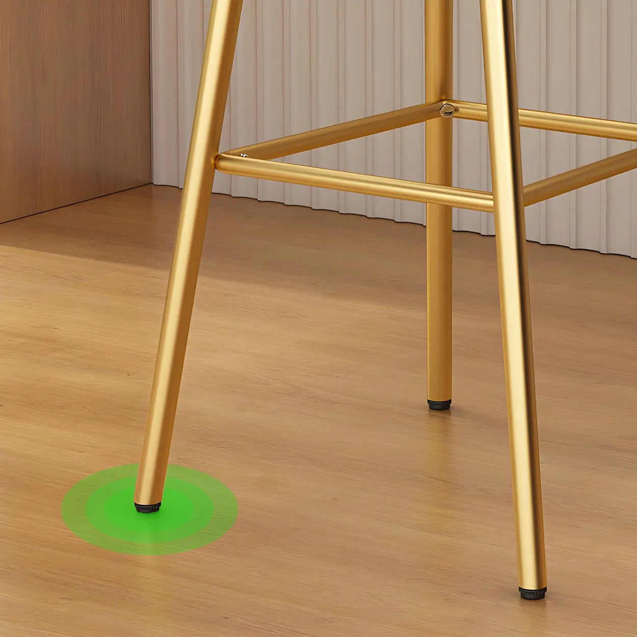 Green Metal Upholstered Low-Back Bar Stool with Footrest
