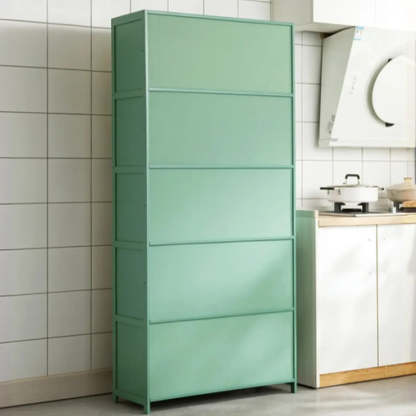 Green Wood Rectangular Kitchen China Cabinet
