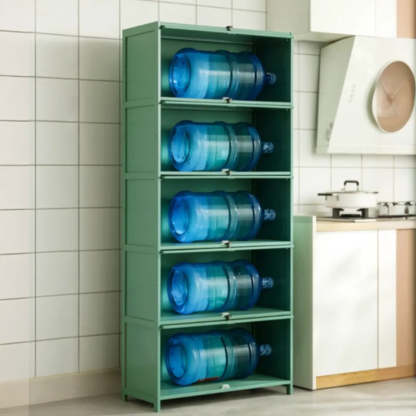 Green Wood Rectangular Kitchen China Cabinet