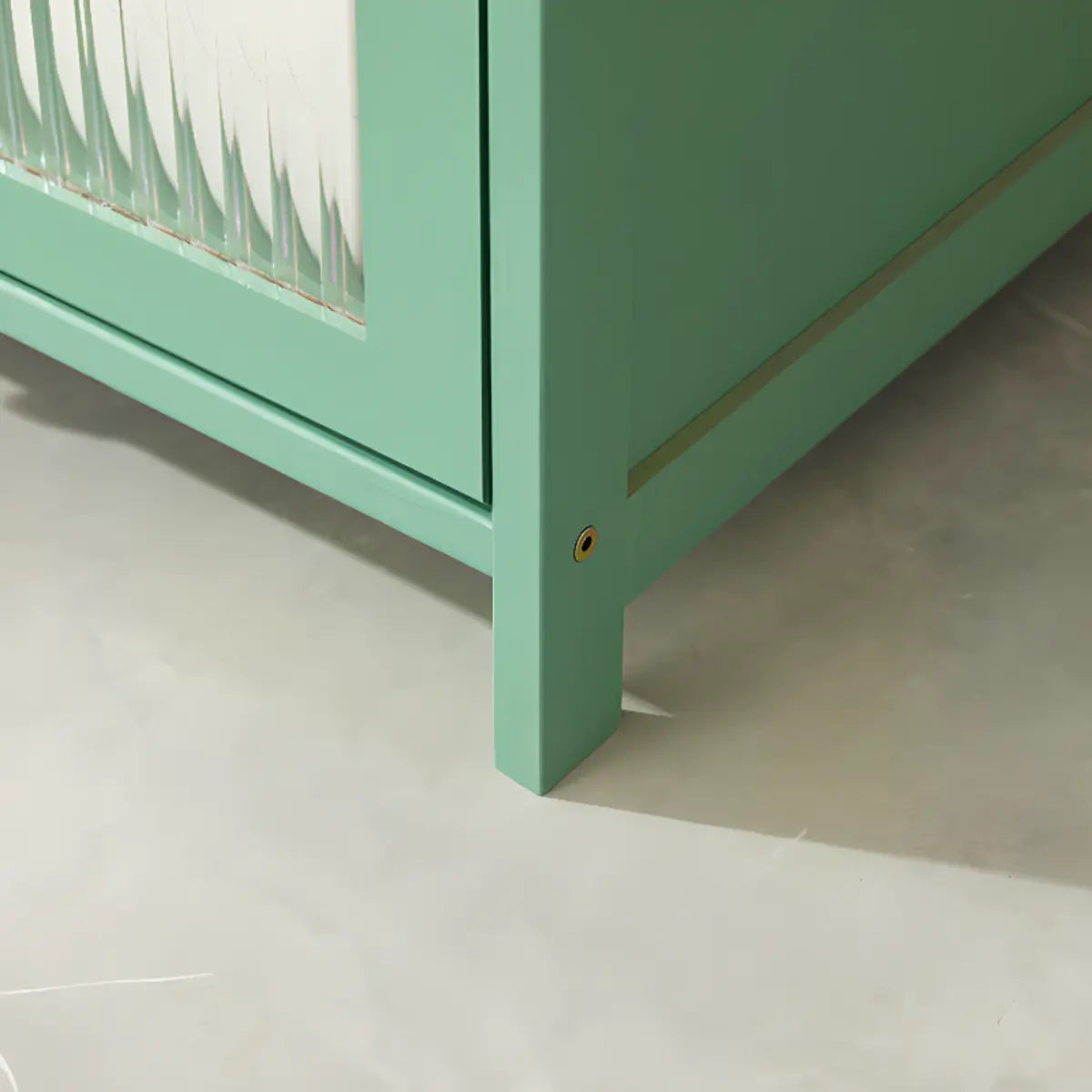 Green Wood Rectangular Kitchen China Cabinet