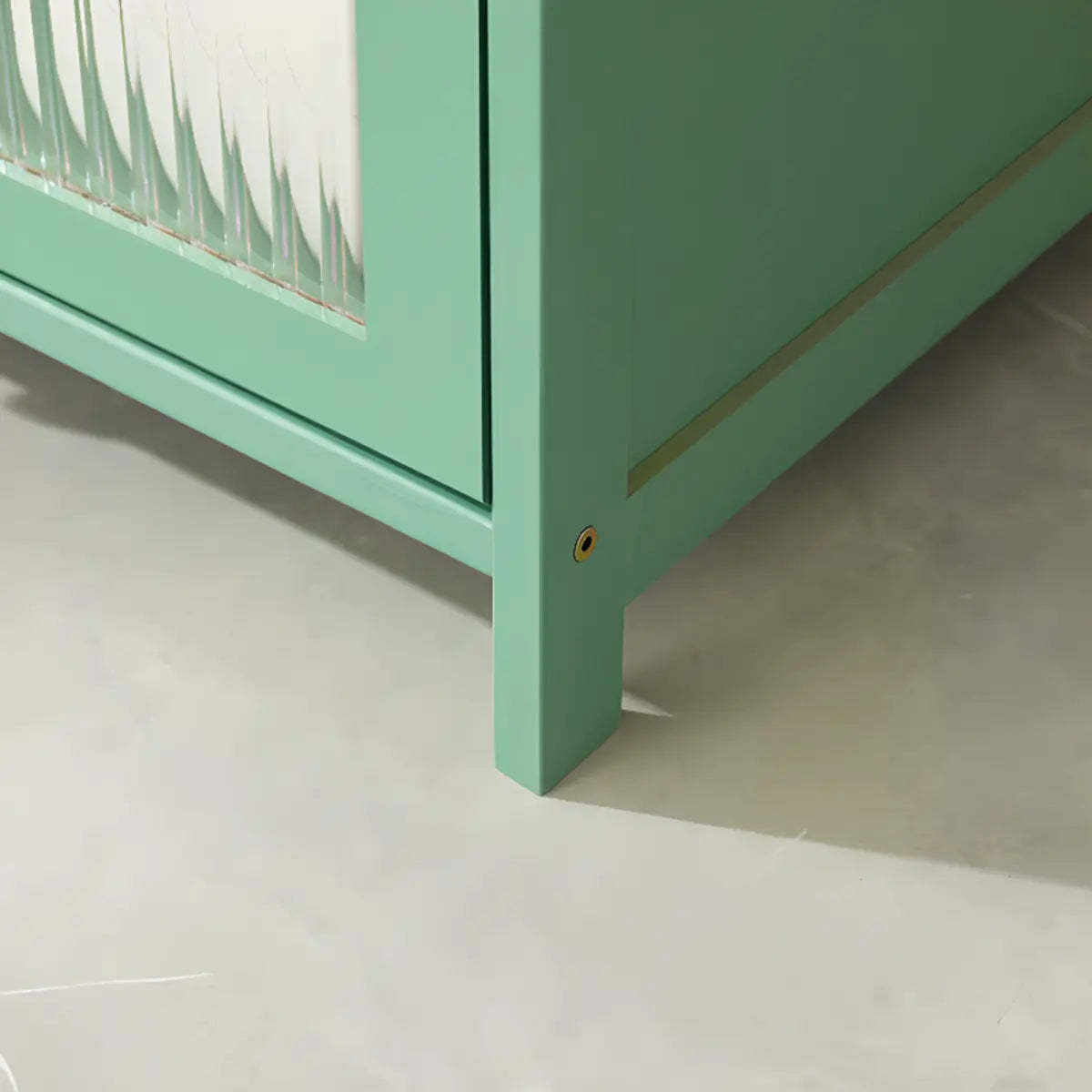 Green Wood Rectangular Kitchen China Cabinet