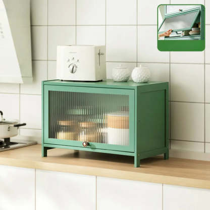 Green Wood Rectangular Kitchen China Cabinet