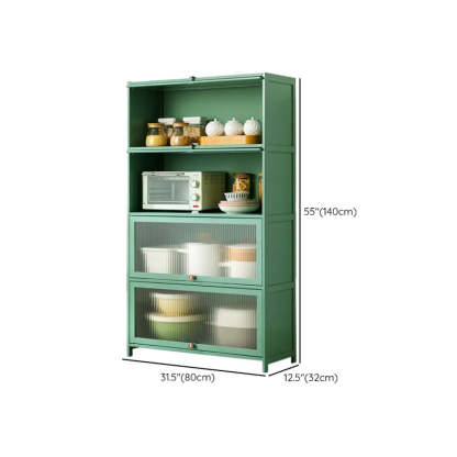 Green Wood Rectangular Kitchen China Cabinet