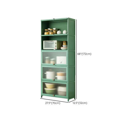 Green Wood Rectangular Kitchen China Cabinet