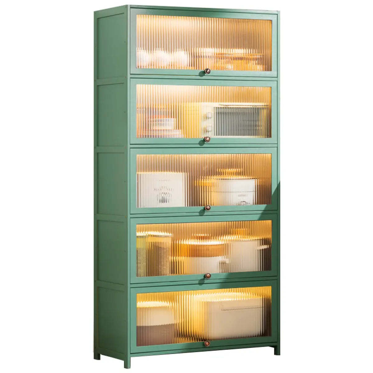 Green Wood Rectangular Kitchen China Cabinet