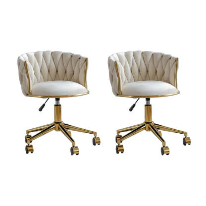 Green Round Velvet Swivel Adjustable Vanity Stool