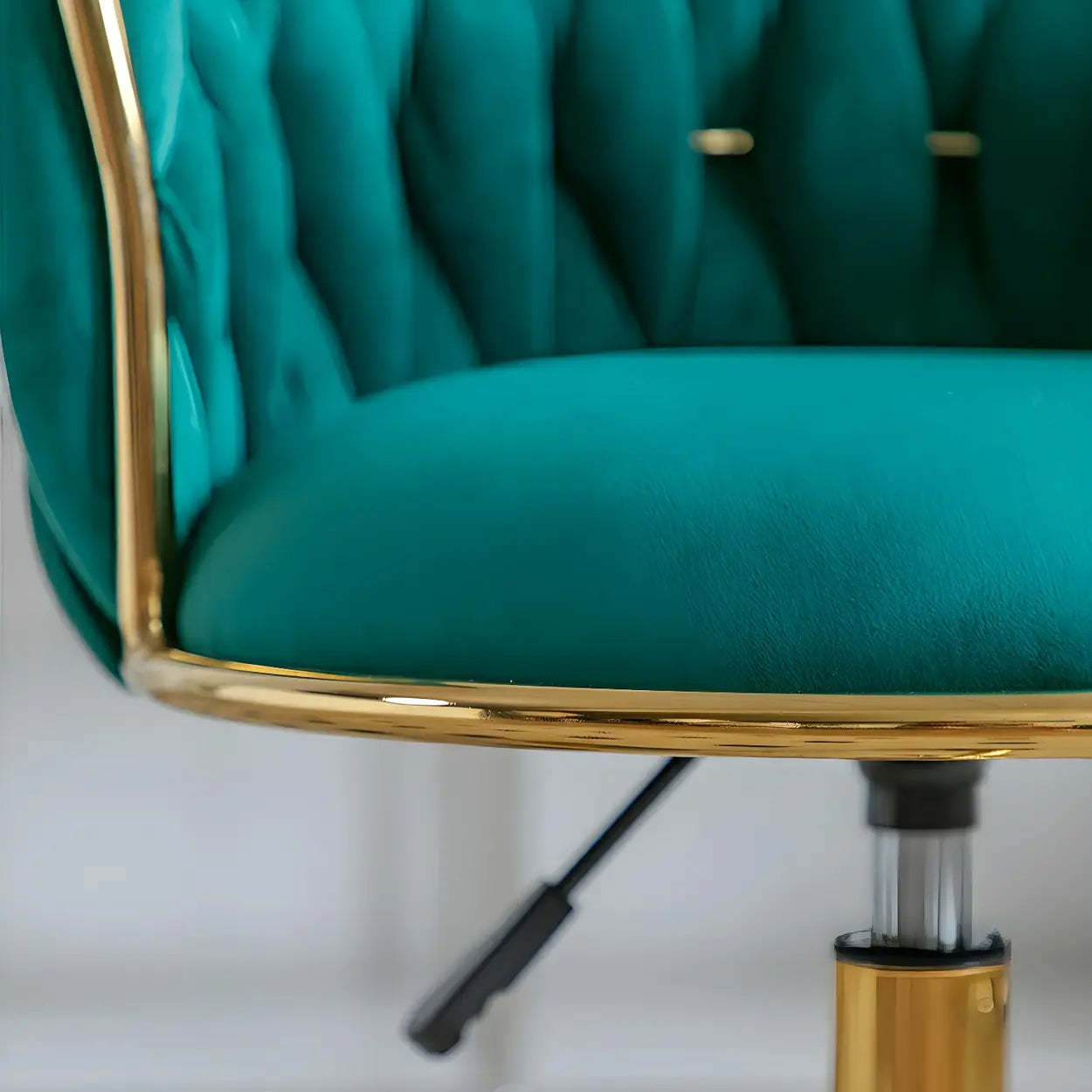 Green Round Velvet Swivel Adjustable Vanity Stool