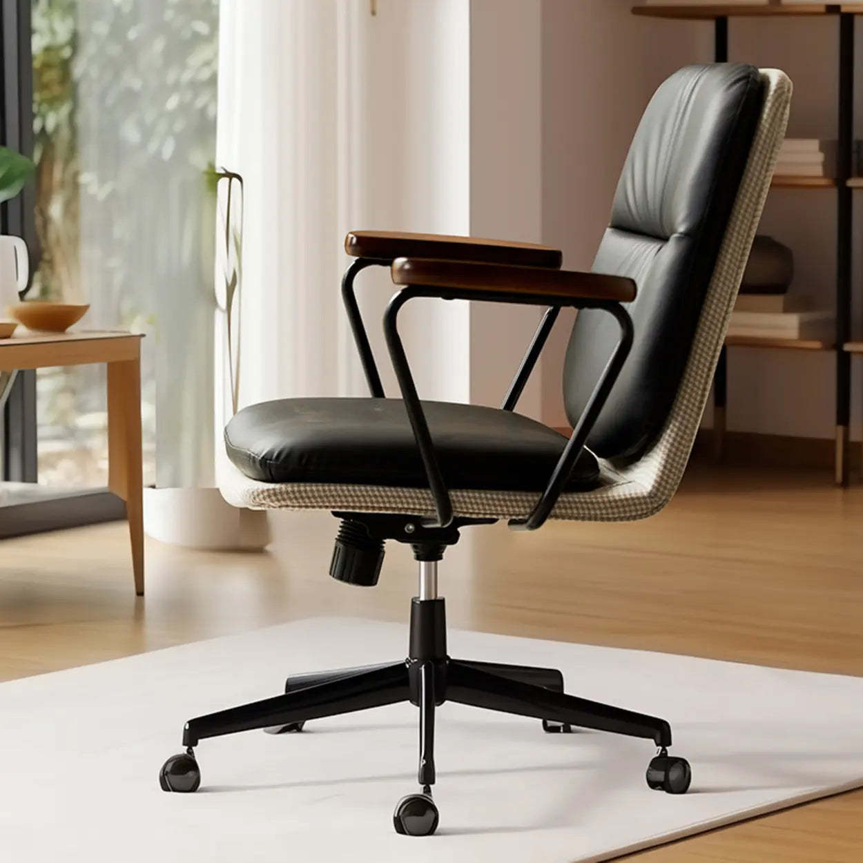 Green Swivel Leather Conference Office Chair — Black / Respiratory Skin