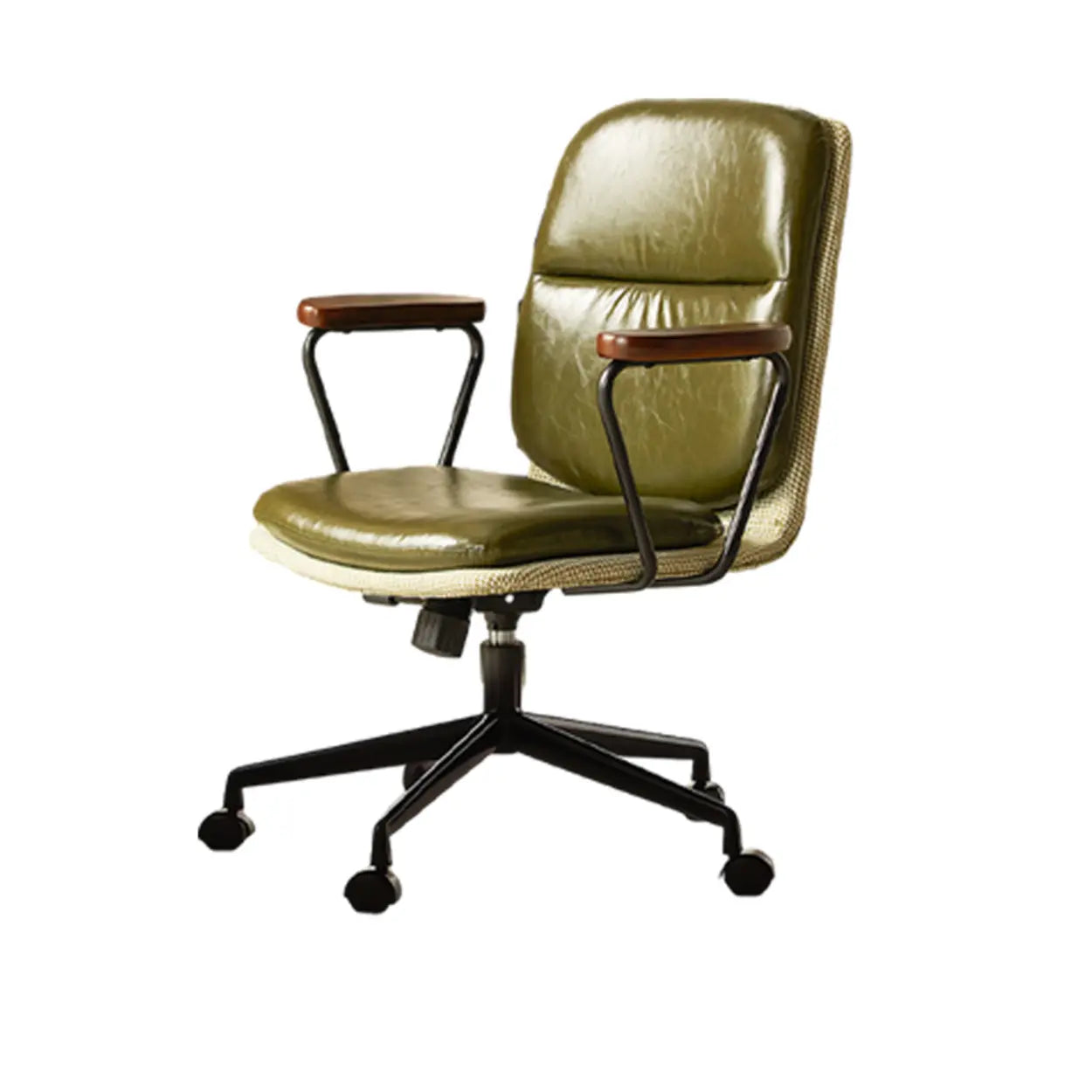 Green Swivel Leather Conference Office Chair — White / Cow Leather