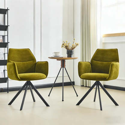 Modern Green High-Back Fabric Swivel Dining Chair — Green