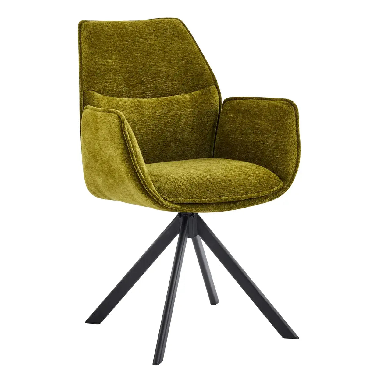 Modern Green High-Back Fabric Swivel Dining Chair