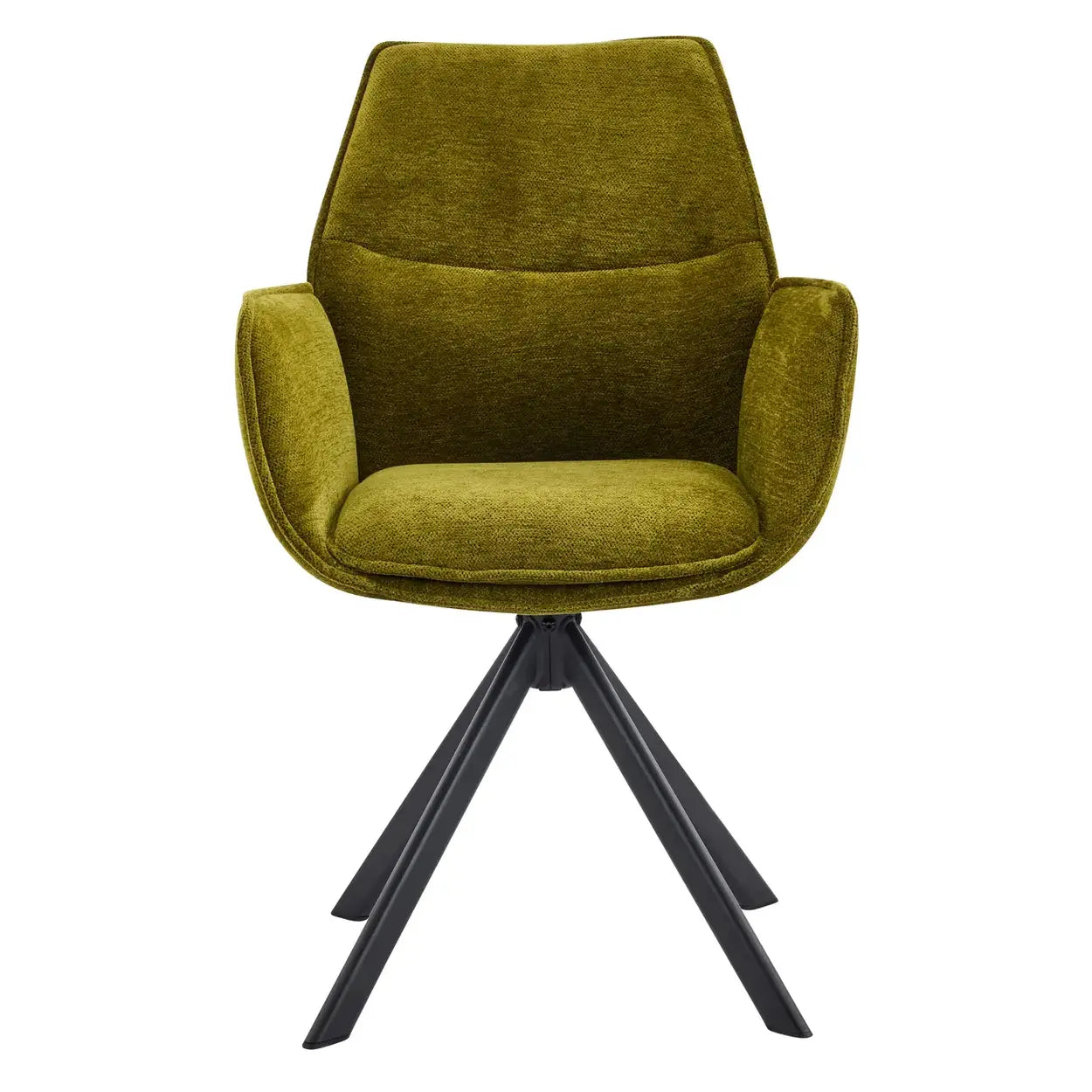 Modern Green High-Back Fabric Swivel Dining Chair