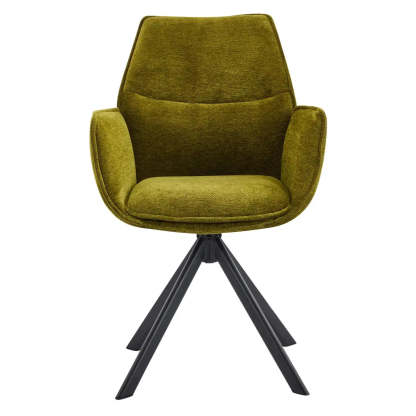 Modern Green High-Back Fabric Swivel Dining Chair