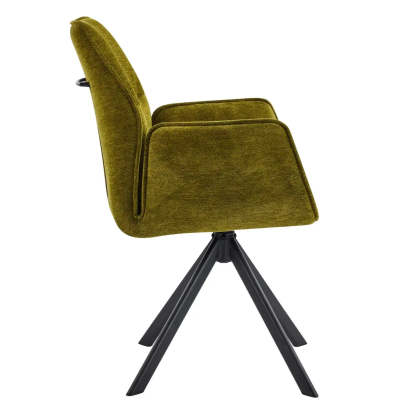 Modern Green High-Back Fabric Swivel Dining Chair