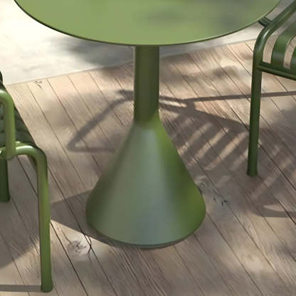 Green Waterproof Iron Frame Outdoor Round Coffee Table