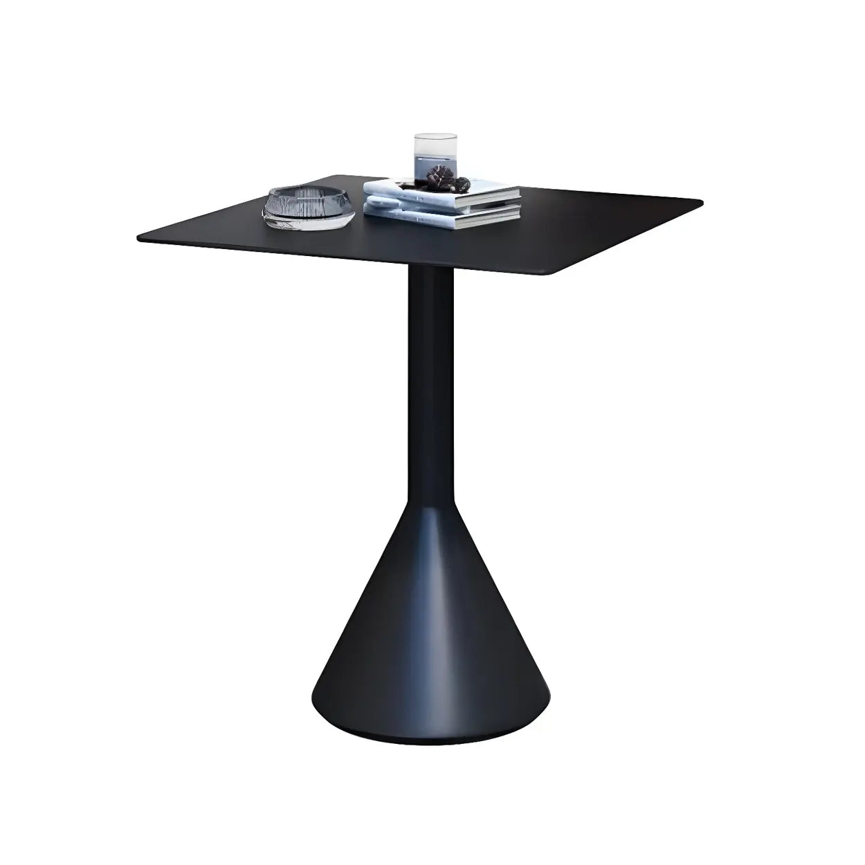 Green Waterproof Iron Frame Outdoor Round Coffee Table — Black / Round / Table Only