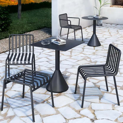 Green Waterproof Iron Frame Outdoor Round Coffee Table