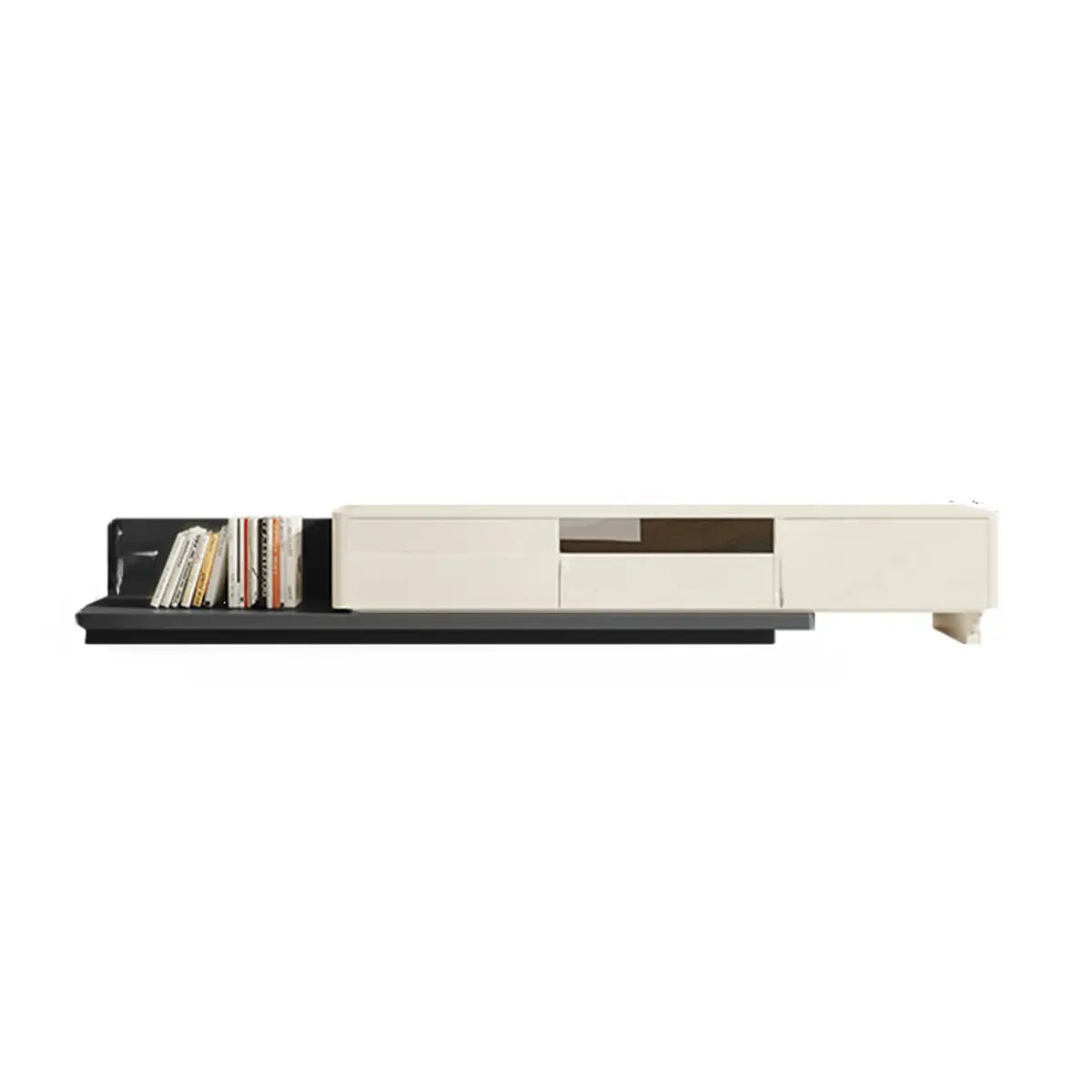Green and White Long Wood Rectangular Storage TV Stand