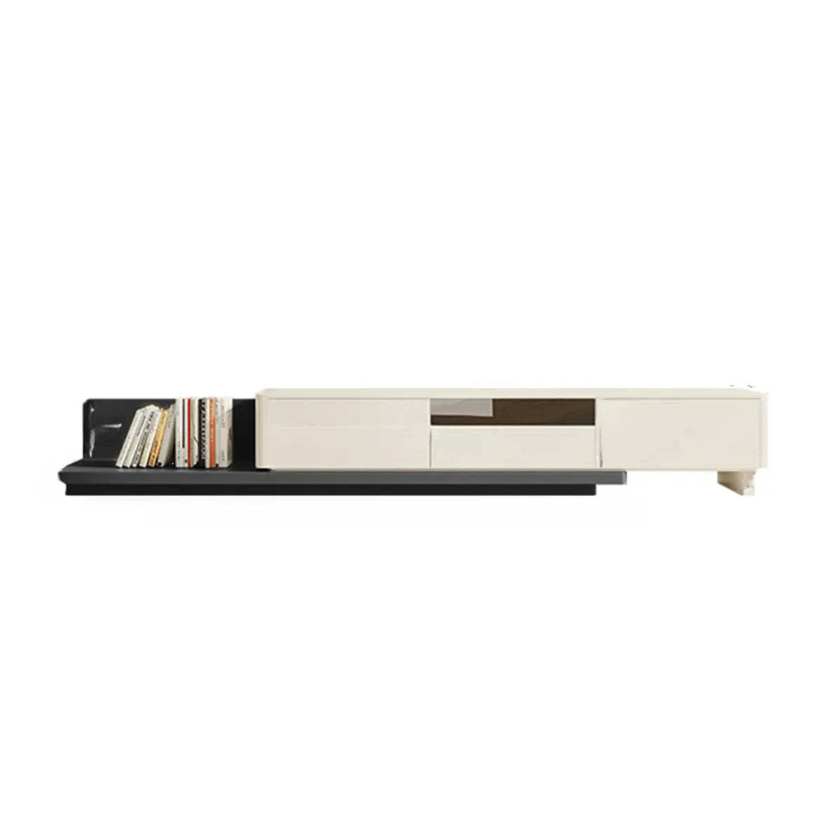 Green and White Long Wood Rectangular Storage TV Stand