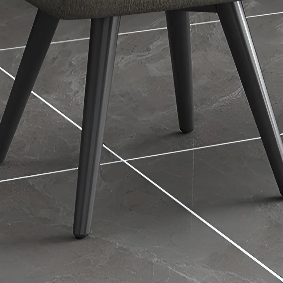 Gray Backrest Linen Metal-Leg Dining Chair