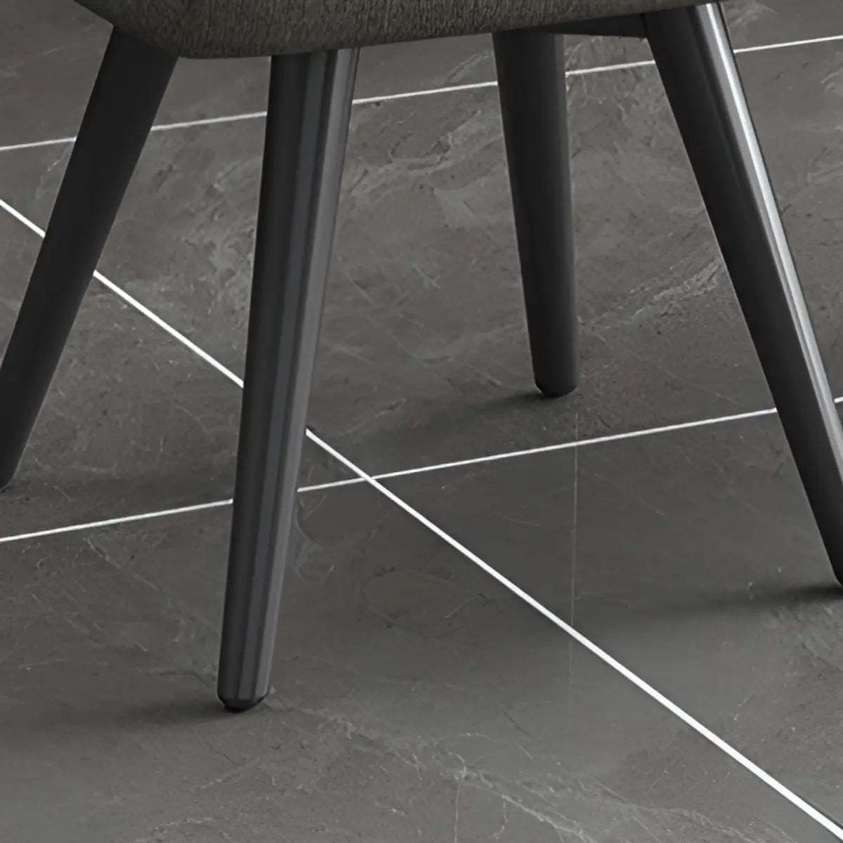 Gray Backrest Linen Metal-Leg Dining Chair