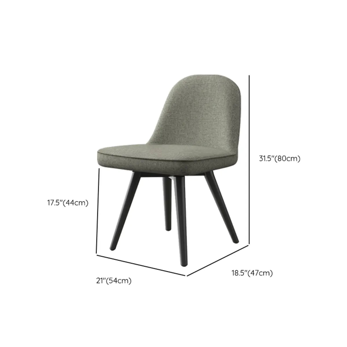 Gray Backrest Linen Metal-Leg Dining Chair