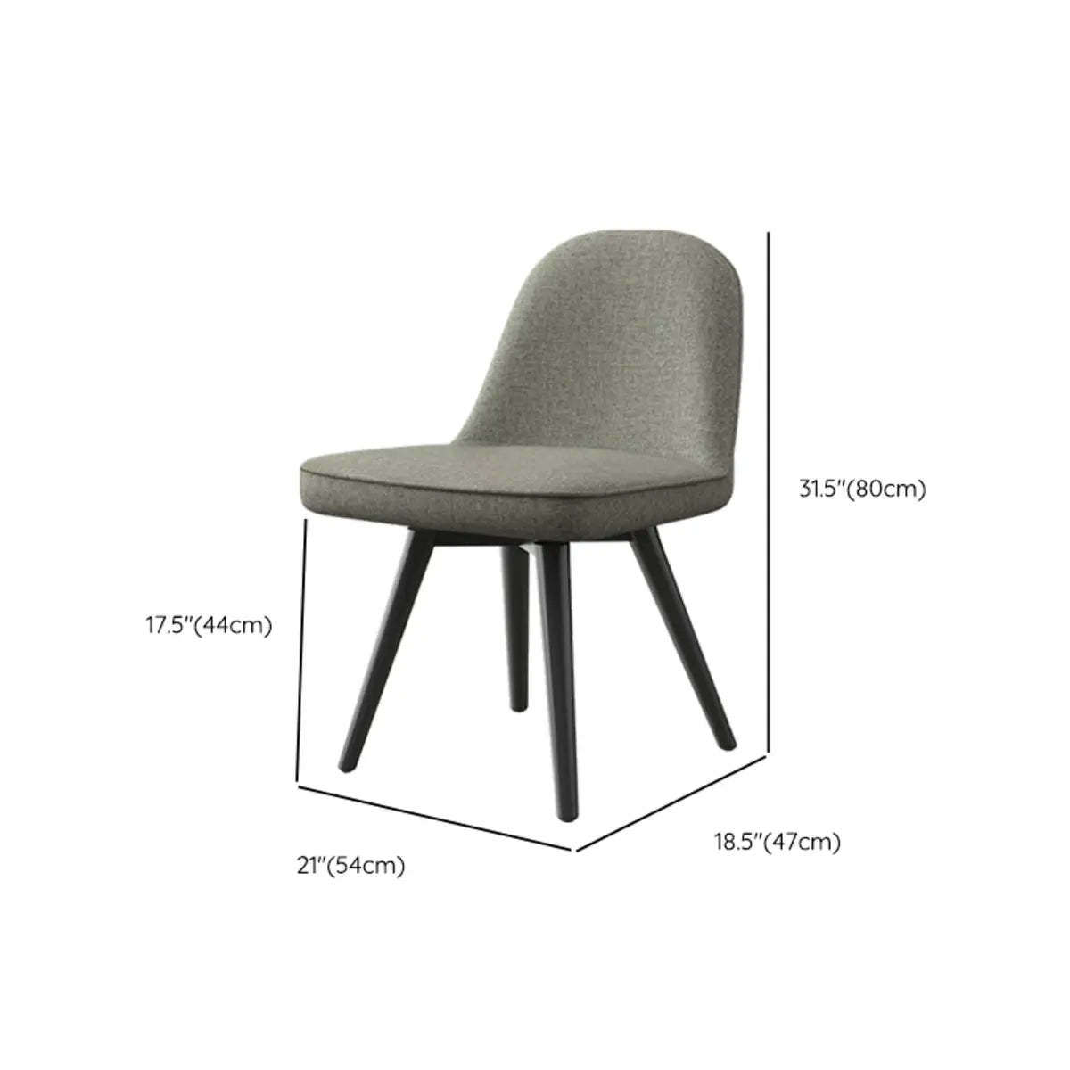 Gray Backrest Linen Metal-Leg Dining Chair