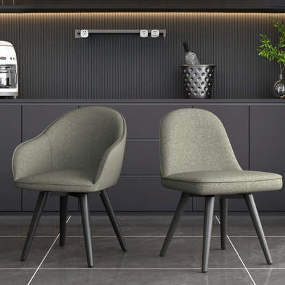 Gray Backrest Linen Metal-Leg Dining Chair — Armless