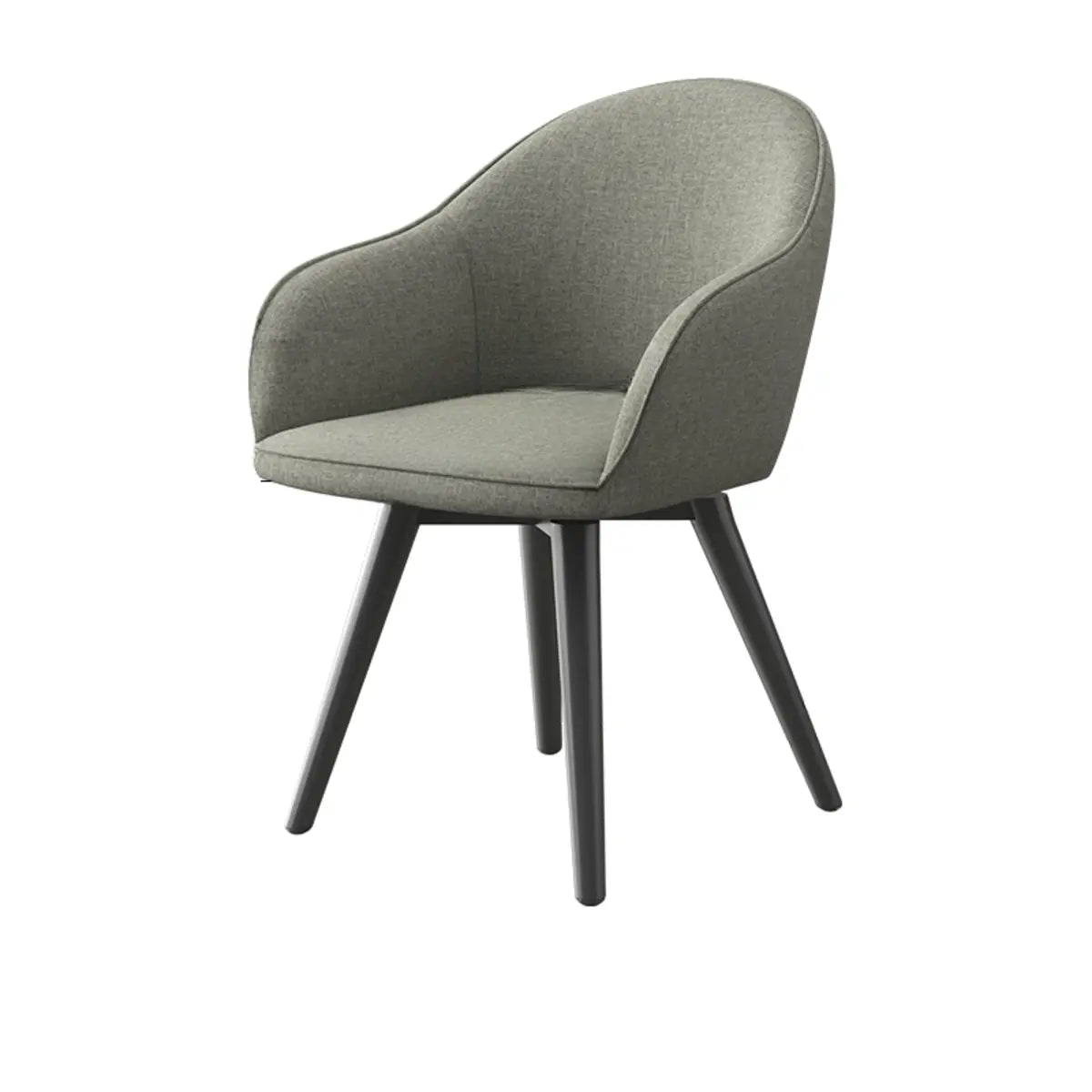 Gray Backrest Linen Metal-Leg Dining Chair — With Arms