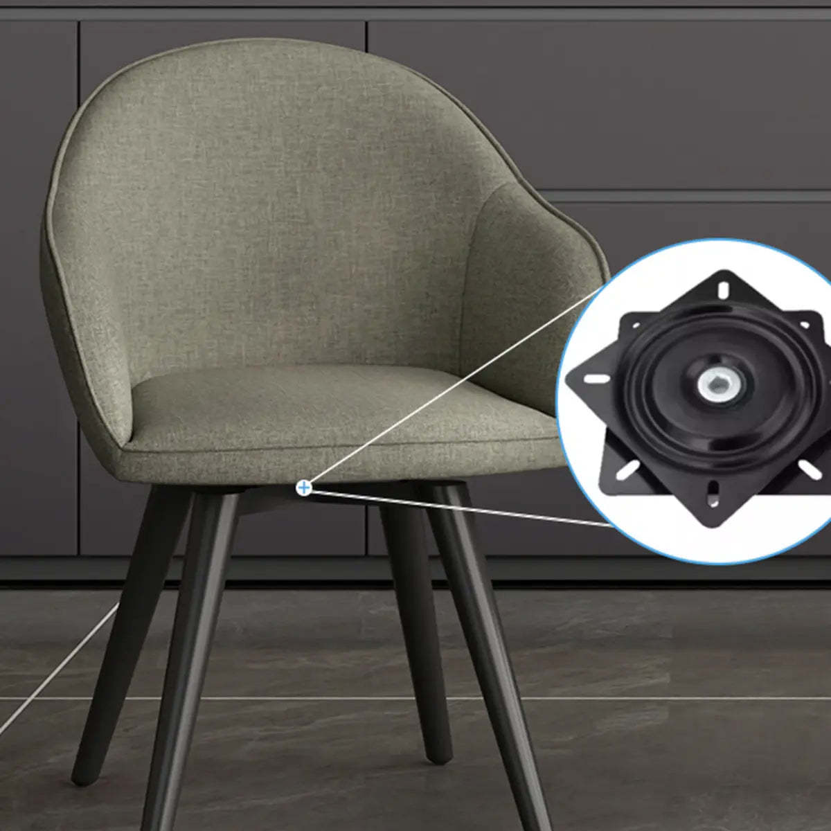 Gray Backrest Linen Metal-Leg Dining Chair