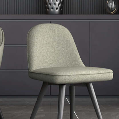 Gray Backrest Linen Metal-Leg Dining Chair