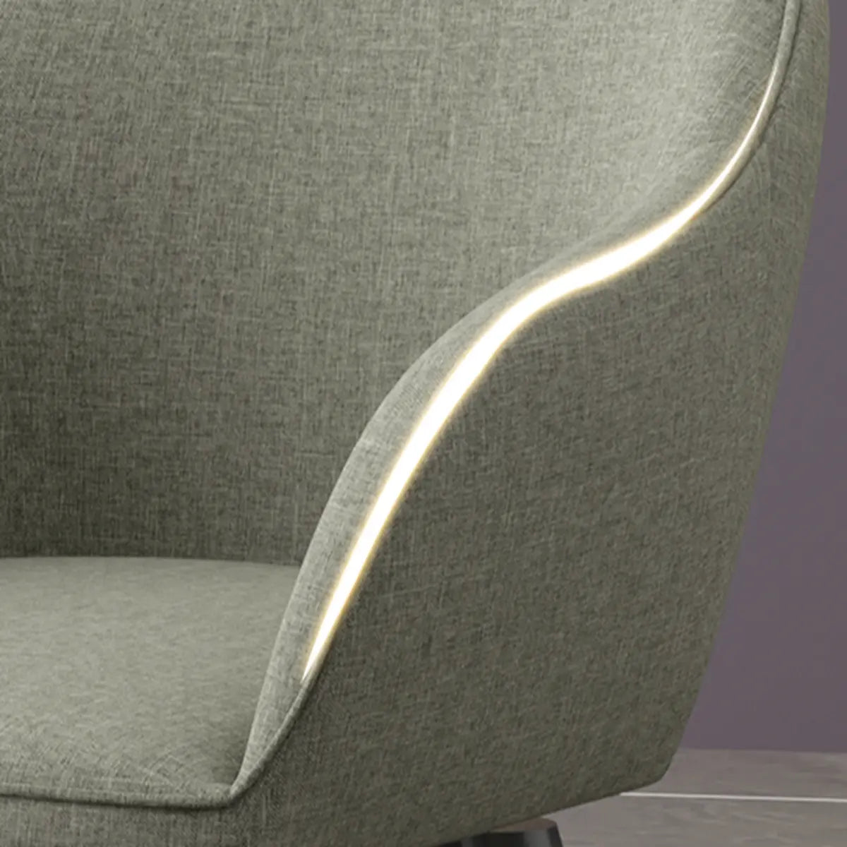 Gray Backrest Linen Metal-Leg Dining Chair