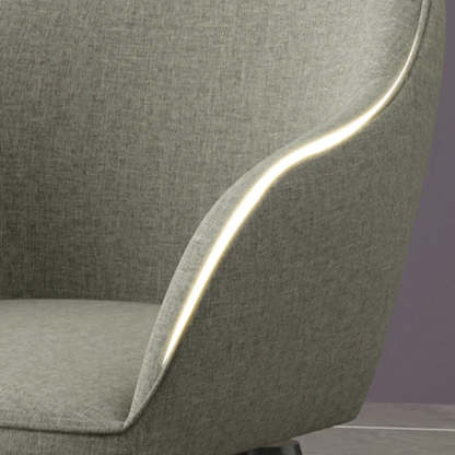 Gray Backrest Linen Metal-Leg Dining Chair