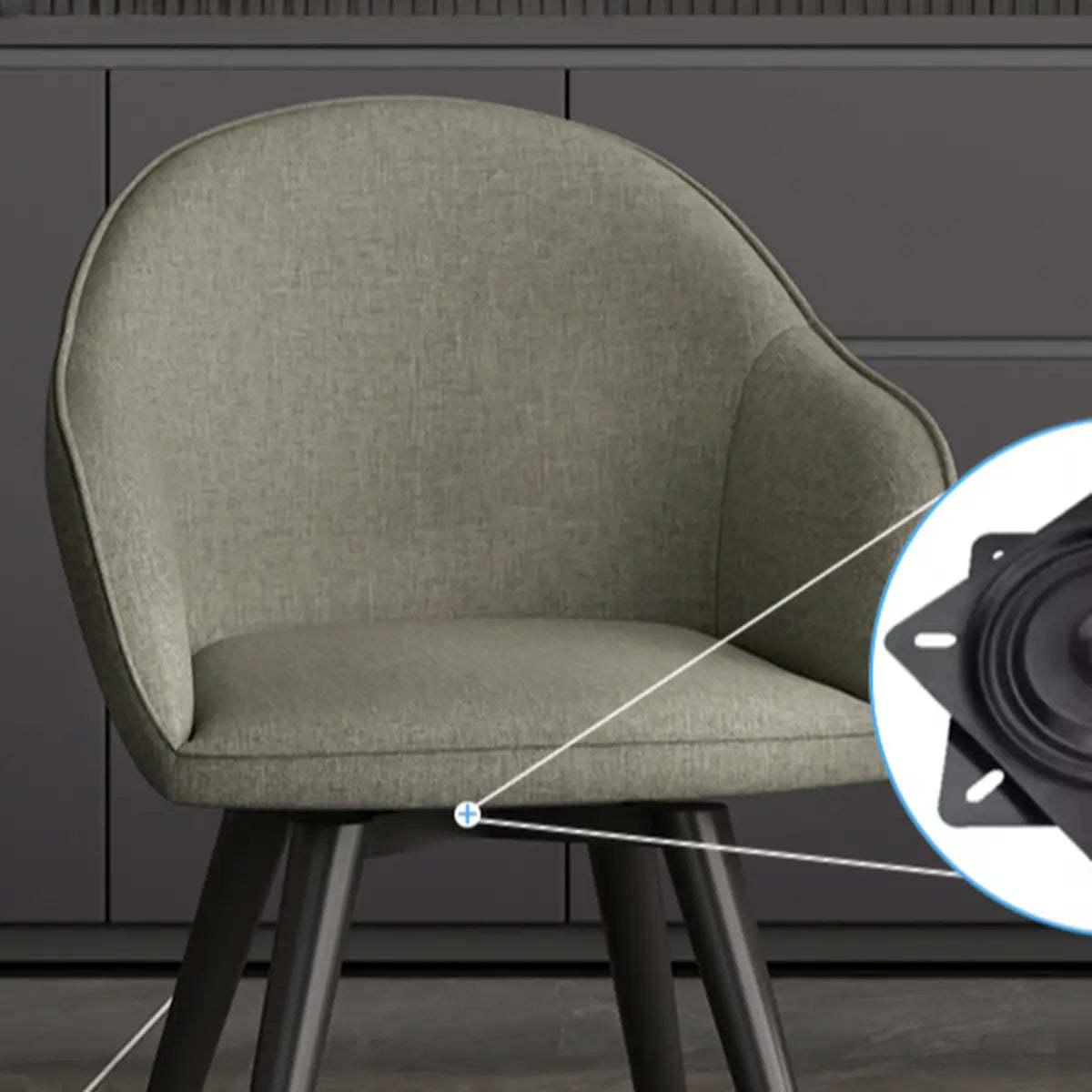 Gray Backrest Linen Metal-Leg Dining Chair