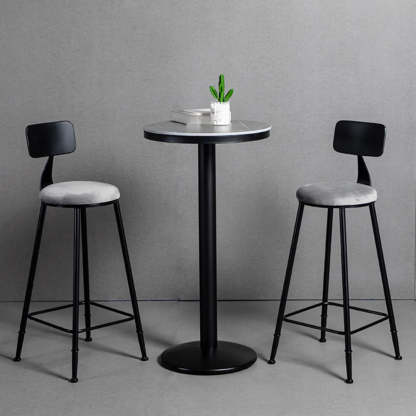 Gray Round Sintered Stone Small Bistro Bar Table — Table Only