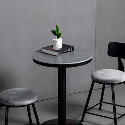 Gray Round Sintered Stone Small Bistro Bar Table